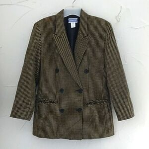Vintage Pendleton Blazer Women's Size‎ 4 Houndstooth Print Double Breasted